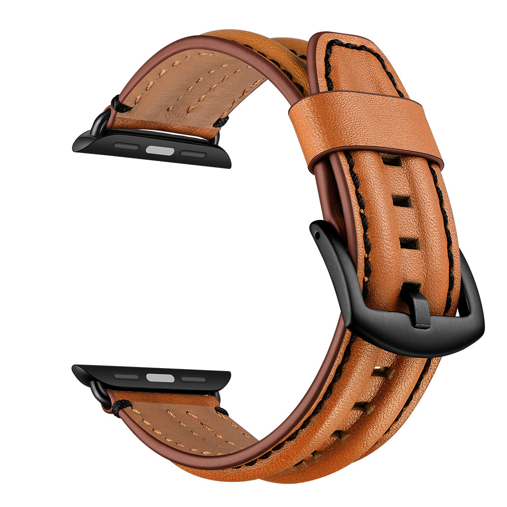 Top Layer Genuine Leather Watch Strap Band for Apple Watch Series 8 45mm / Ultra 49mm / 7 45mm / Series 6 / 5 / 4 / SE / SE (2022) 44m / Series 3 / 2 / 1 42mm - Brown
