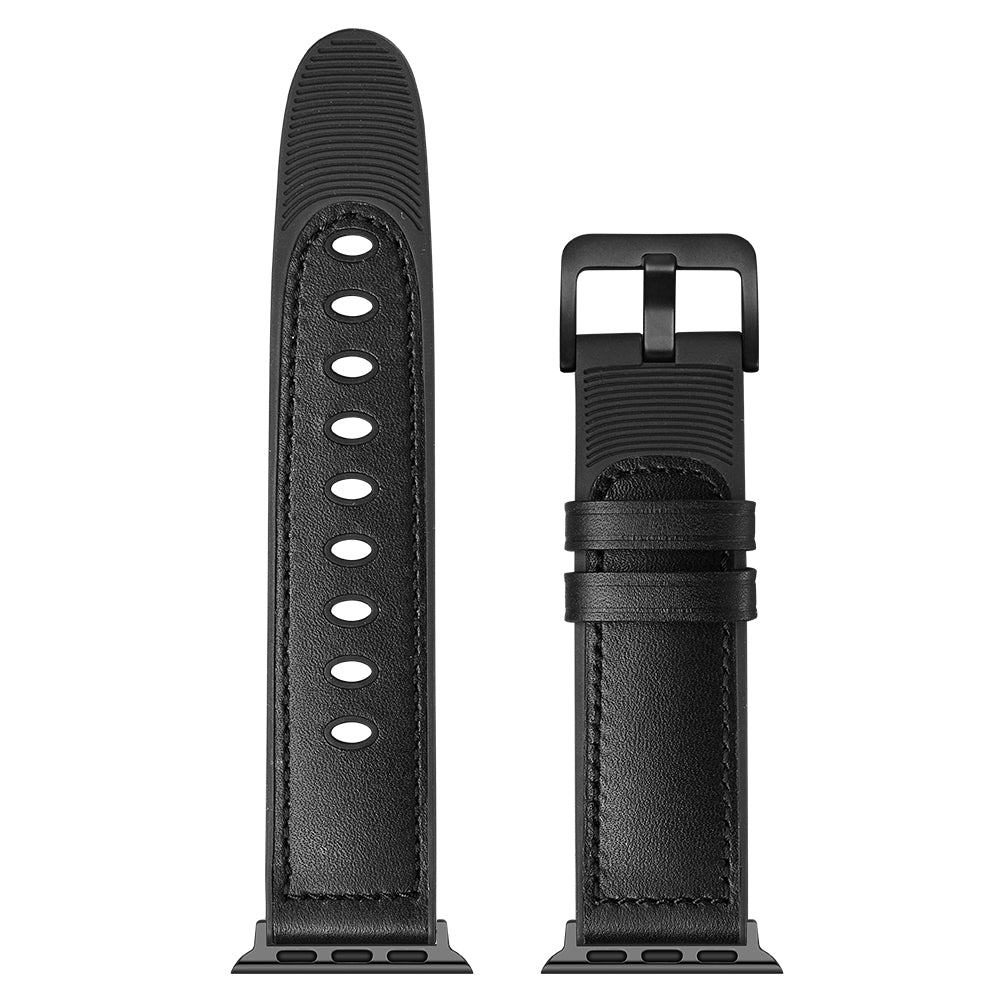 Genuine Leather Watch Band Replacement for Apple Watch Series 7 / 8 41mm / Series 6 / SE / SE(2022) / 5 / 4 40mm / Series 3 2 1 38mm - Black