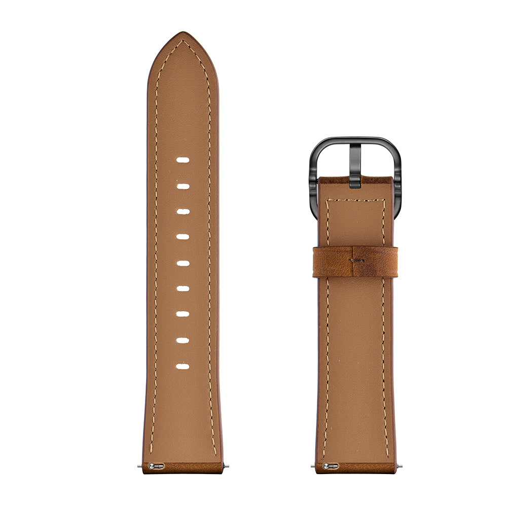 22mm Genuine Leather Watch Band Replacement for Huawei Watch GT2e/ Samsung Galaxy Watch3 45mm etc. - Dark Brown