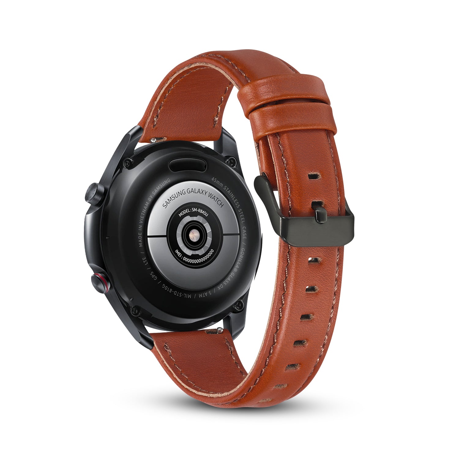 Genuine Leather Smart Watch Strap for Samsung Galaxy Watch3 41mm - Dark Brown
