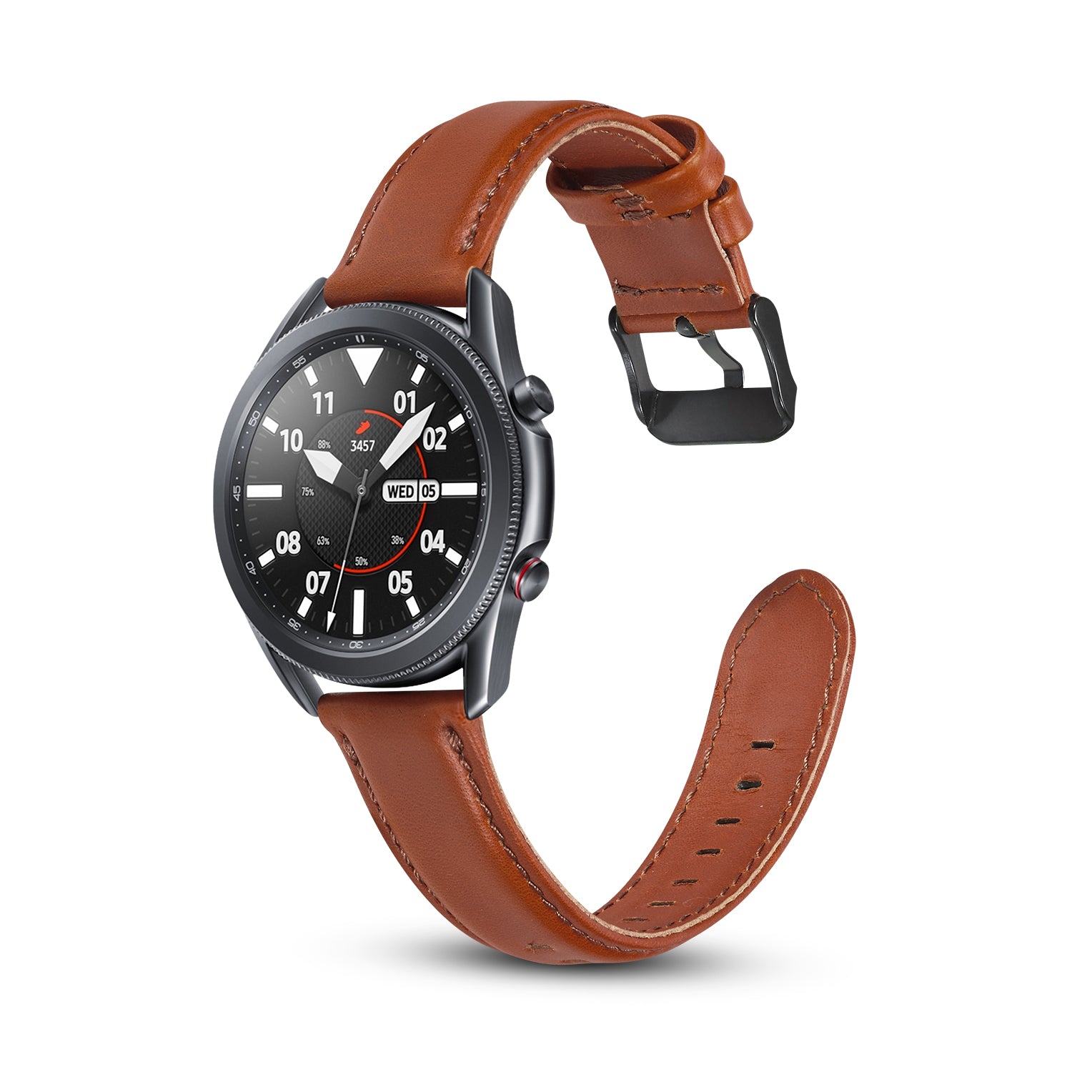 Genuine Leather Smart Watch Strap for Samsung Galaxy Watch3 41mm - Dark Brown