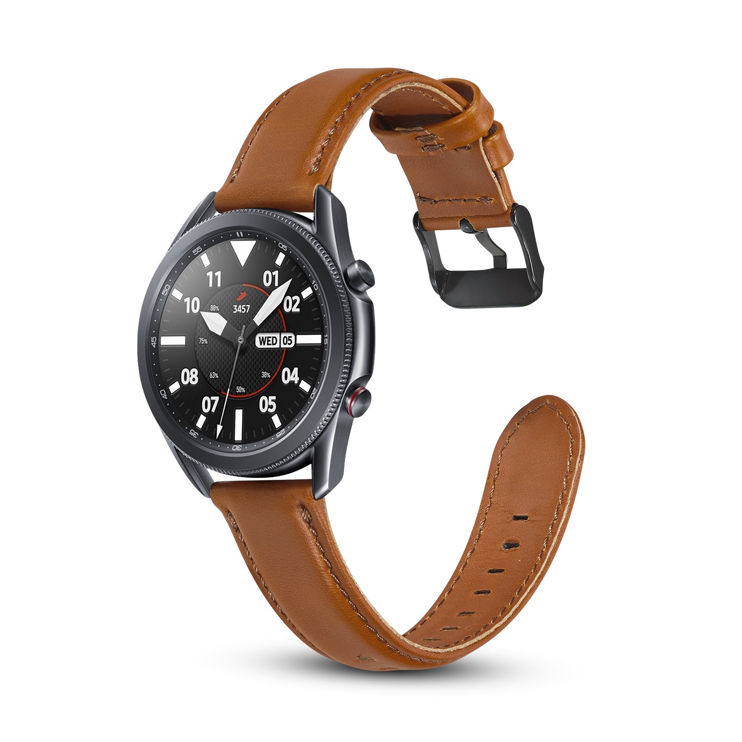 Genuine Leather Smart Watch Strap for Samsung Galaxy Watch3 41mm - Light Brown