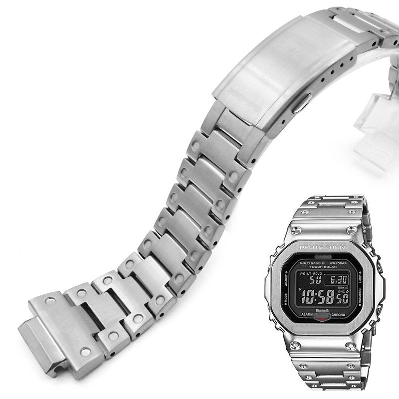 Metal Watch Band Replacement for Casio G-SHOCK GW-5000/5035/DW5600/GW-M5610 - Silver