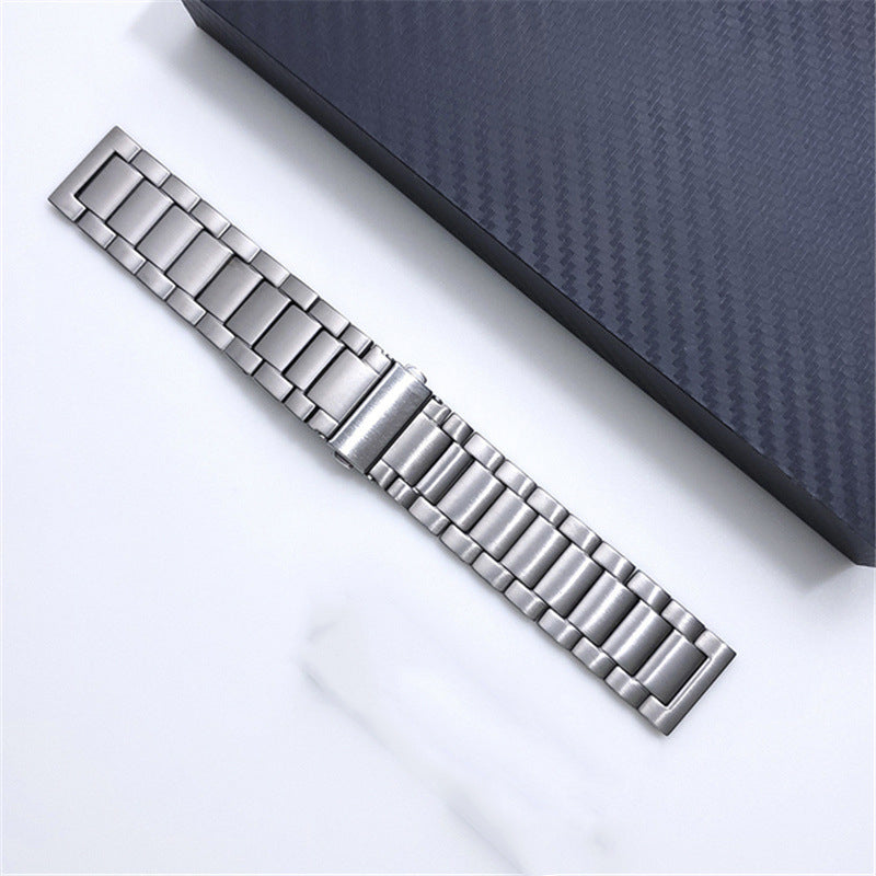 22mm Titanium Alloy Metal Watch Band 3 Beads Flat Buckle Strap for Samsung Galaxy Watch3 45mm / Suunto 9 Peak / Haylou RT RS3 / Realme Watch S - Silver