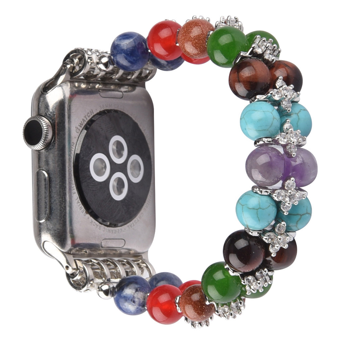 Multi-color Beads Rhinestone Decor Wrist Strap Smart Watch Band Bracelet for Apple Watch Series 8 41mm / Series 7 41mm / Series 6 / 5 / 4 / SE / SE(2022) 40mm Series 3 / 2 / 1 38mm - Silver