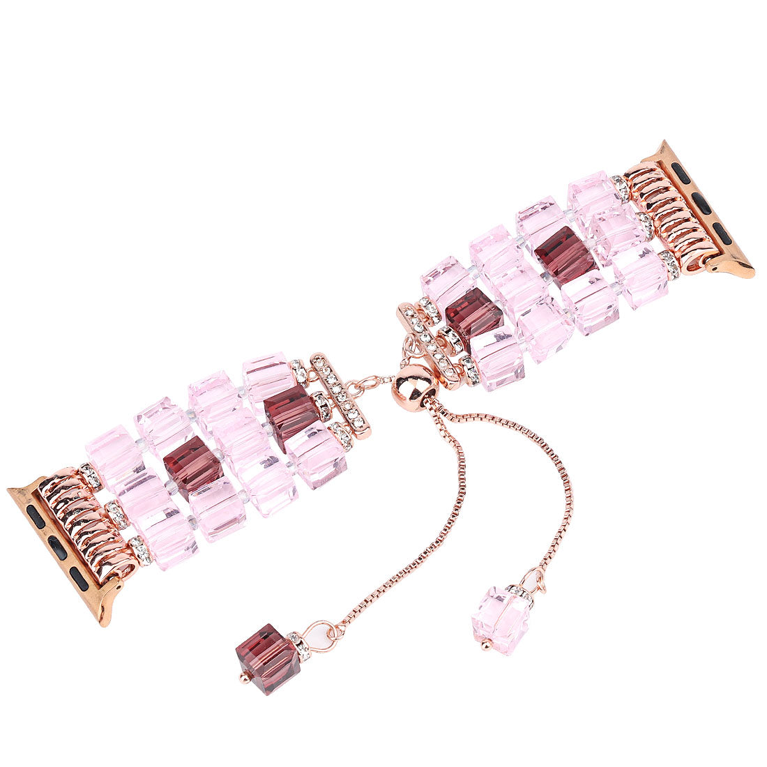 Faux Crystal Blocks Watch Band Wrist Strap for Apple Watch Ultra 49mm / Series 8 45mm / 7 45mm / SE 44mm / SE (2022) 44mm / Series 6 / 5 / 4 44mm / Series 3 / 2 / 1 42mm - Pink