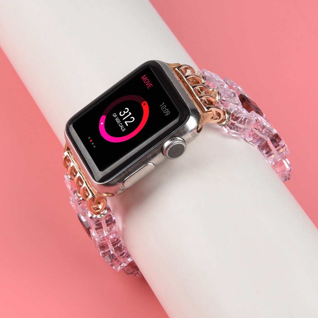 Faux Crystal Blocks Smart Watch Band Strap Bracelet for Apple Watch Series 8 41mm / Series 7 41mm / SE / SE(2022) / Series 6 / 5 / 4 40mm / Series 3 / 2 / 1 38mm - Pink