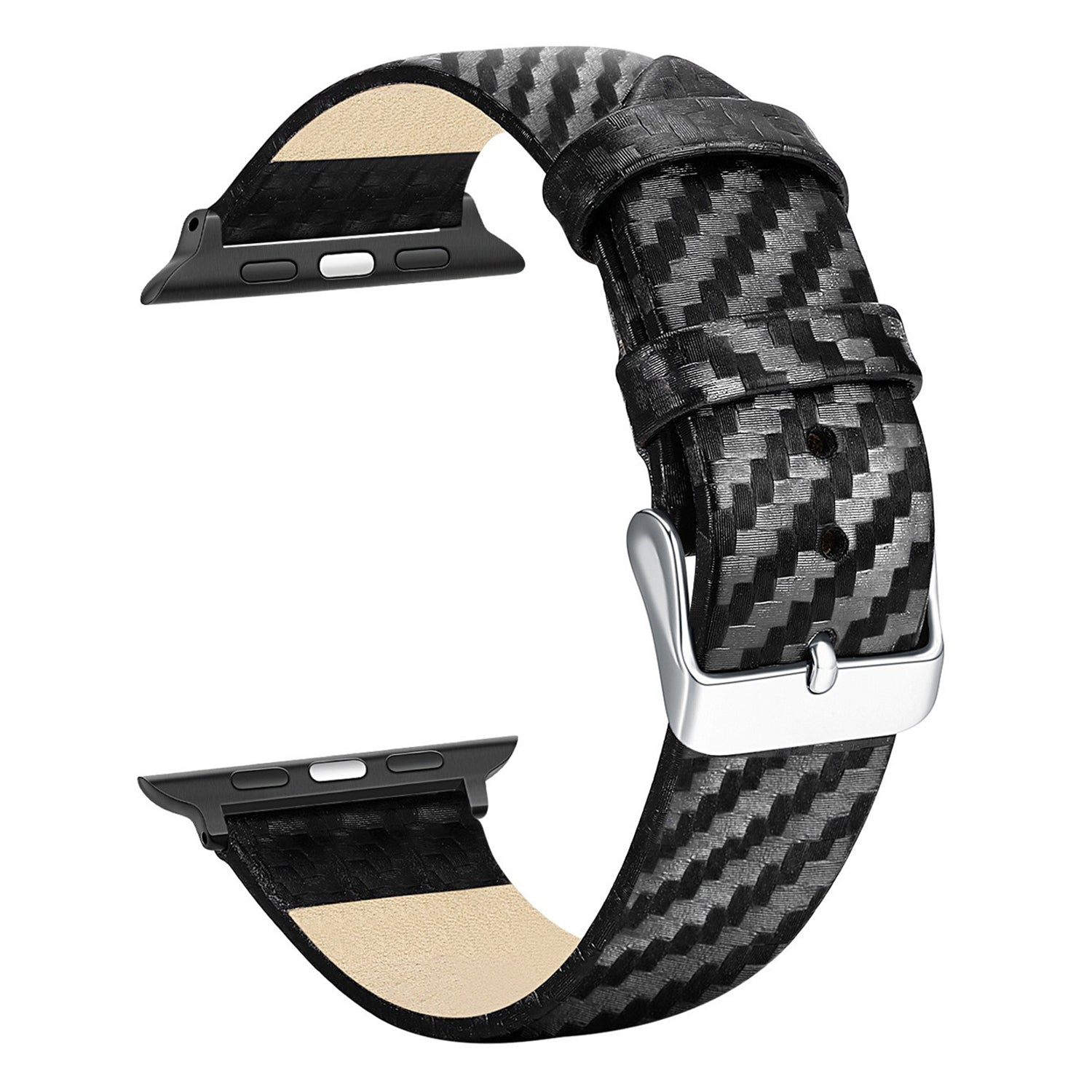 Carbon Fiber PC Watch Case Cover + Genuine Leather Adjustable Watchband for Apple Watch SE 40mm / Watch Series 4/5/6 40mm