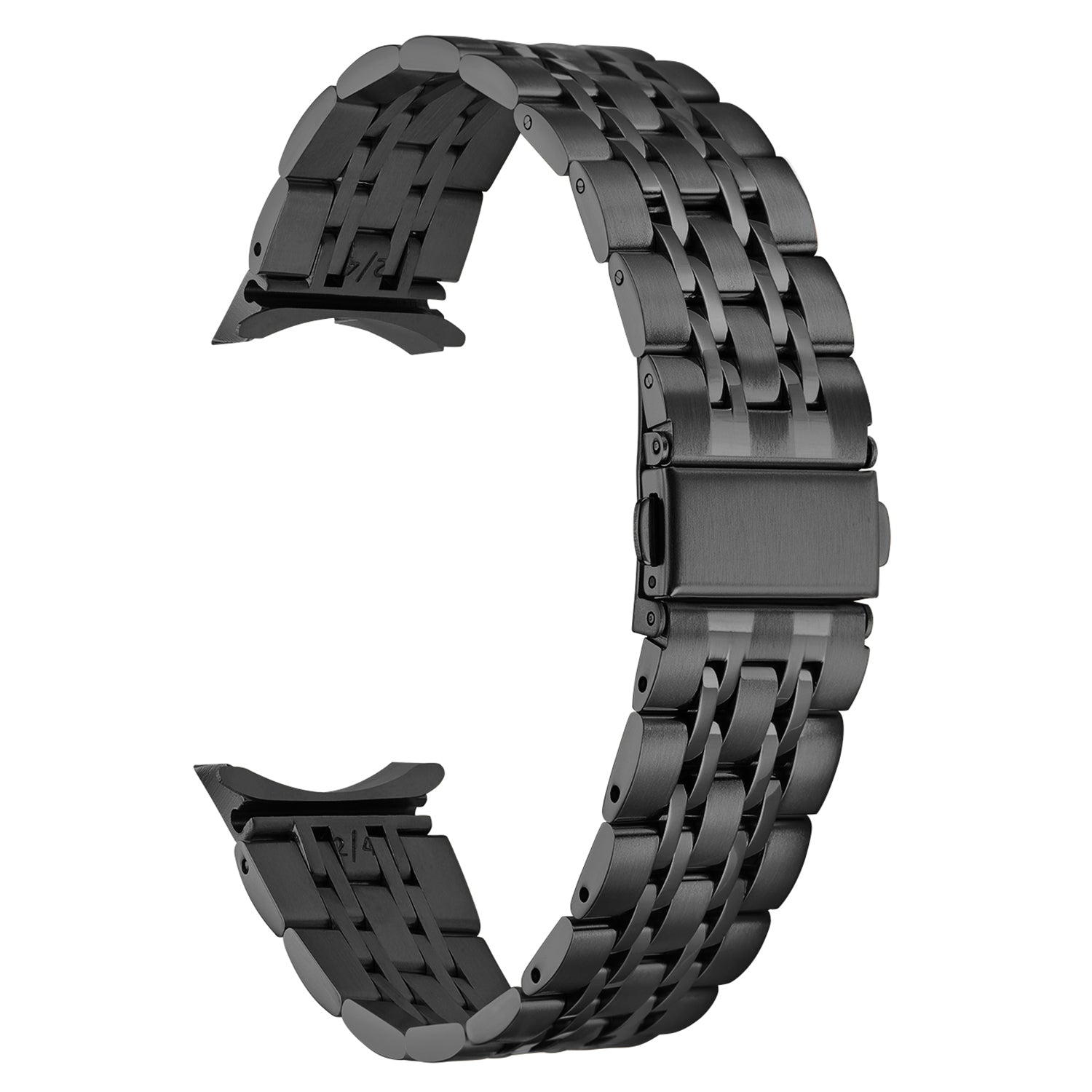 for Samsung Galaxy Watch6 40mm 44mm / Watch6 Classic 43mm 47mm / Watch 5 40mm 44mm / 5 Pro 45mm / Watch4 40mm 44mm 7-Beads Stylish Stainless Steel Watch Band Replacement Strap - Black