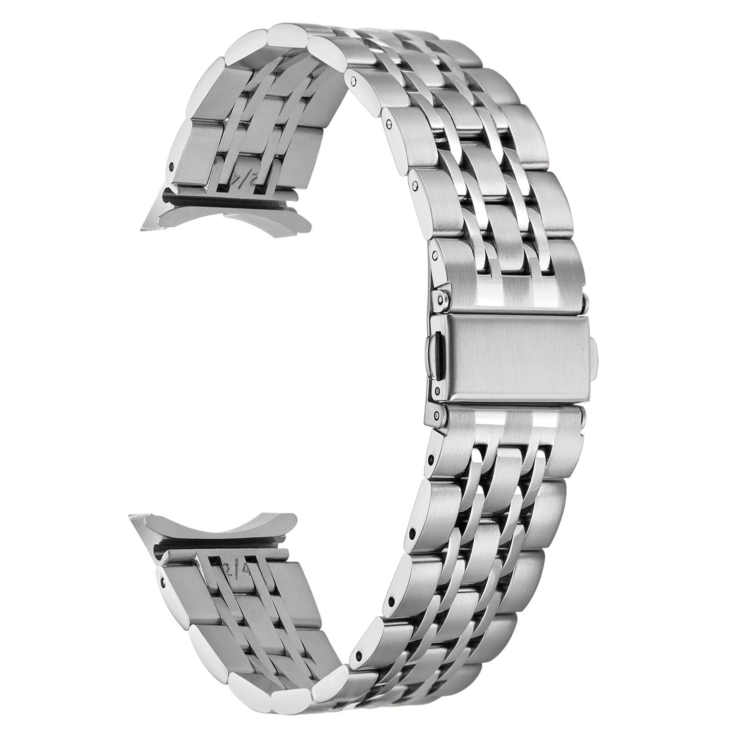 for Samsung Galaxy Watch6 40mm 44mm / Watch6 Classic 43mm 47mm / Watch 5 40mm 44mm / 5 Pro 45mm / Watch4 40mm 44mm 7-Beads Stylish Stainless Steel Watch Band Replacement Strap - Silver