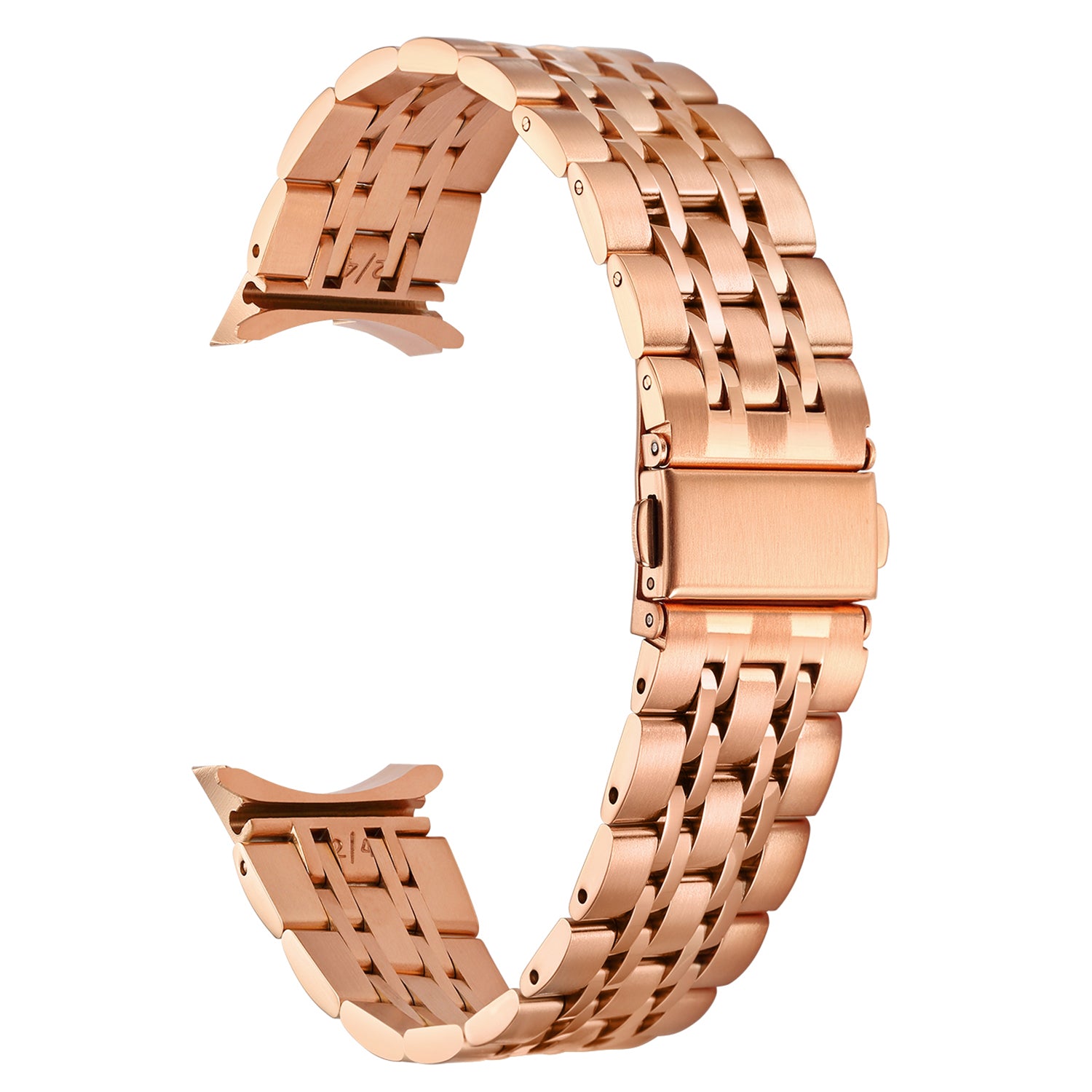 for Samsung Galaxy Watch6 40mm 44mm / Watch6 Classic 43mm 47mm / Watch 5 40mm 44mm / 5 Pro 45mm / Watch4 40mm 44mm 7-Beads Stylish Stainless Steel Watch Band Replacement Strap - Rose Gold