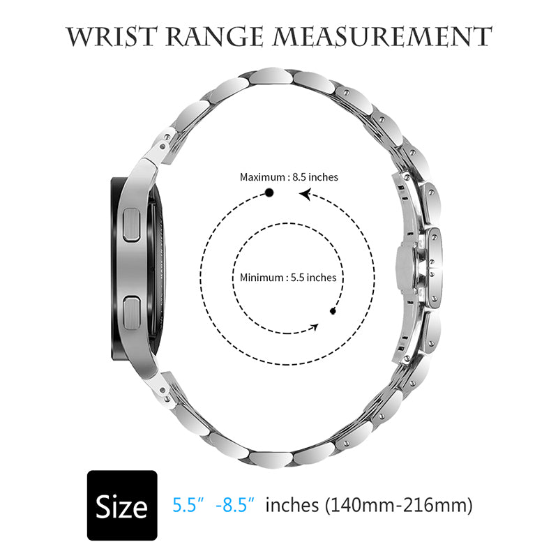 for Samsung Galaxy Watch4 Active 40mm / 44mm / Watch4 Classic 42mm / 46mm Stainless Steel Replacement Band 7 Beads Watch Bracelet Strap - Silver / Black