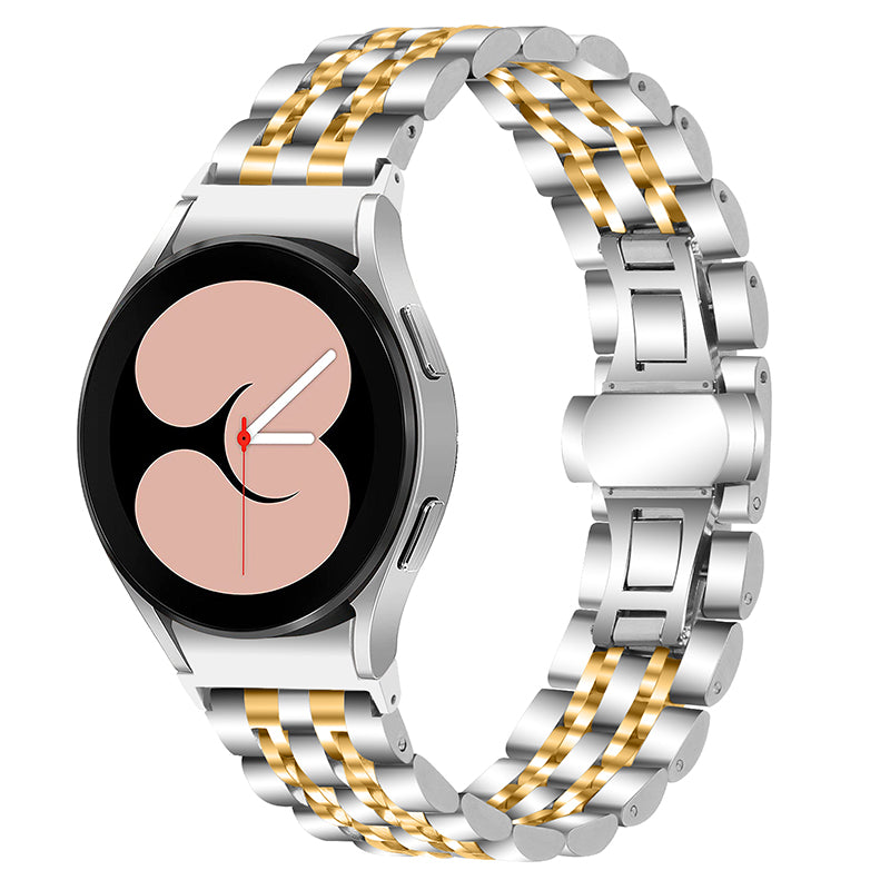 for Samsung Galaxy Watch4 Active 40mm / 44mm / Watch4 Classic 42mm / 46mm Stainless Steel Replacement Band 7 Beads Watch Bracelet Strap - Silver / Gold
