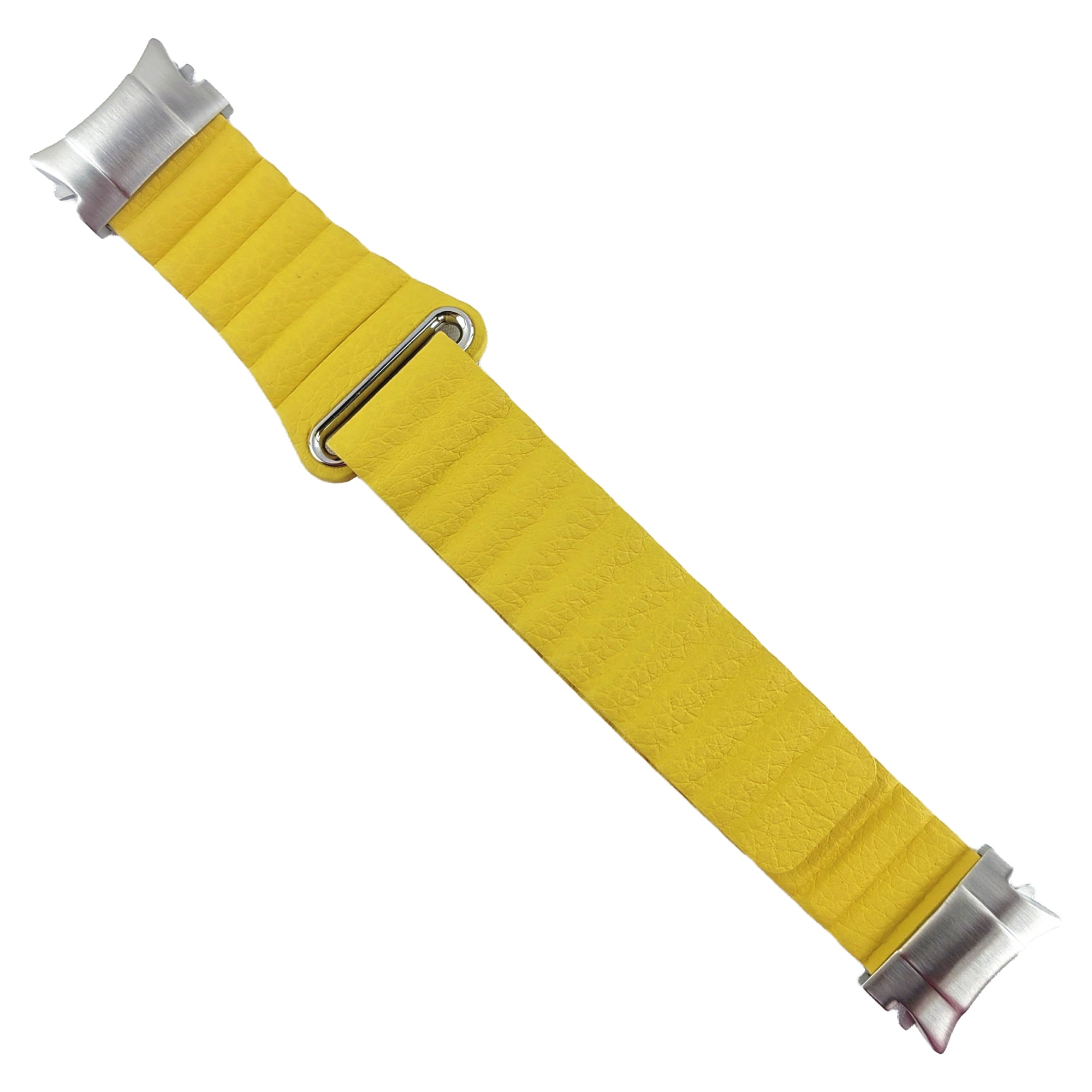 Magnetic Watch Band for Samsung Galaxy Watch6 40mm 44mm / Watch6 Classic 43mm 47mm / Watch 5 40mm 44mm / Watch4 40mm 44mm Genuine Leather Strap with Connector - Yellow