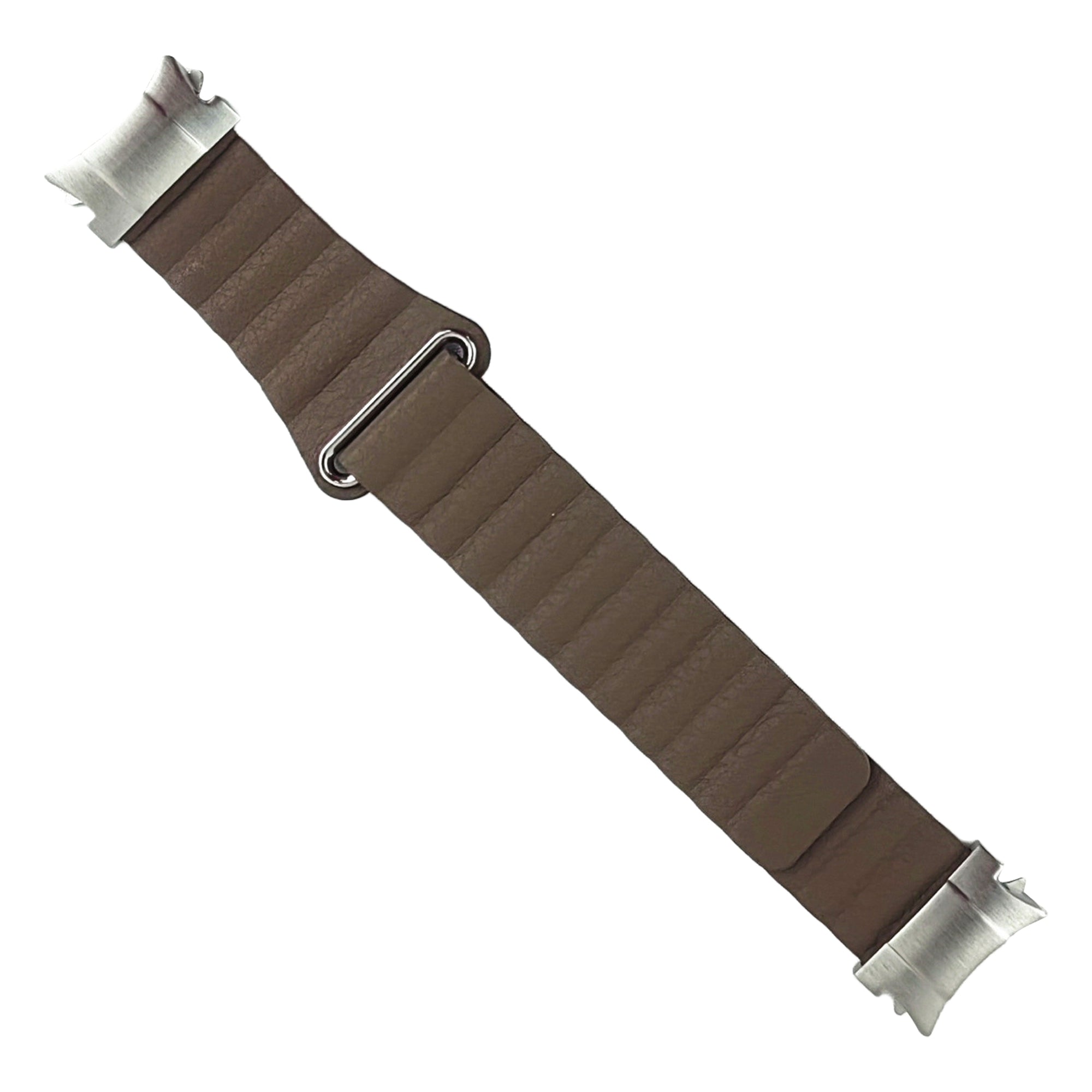 Magnetic Watch Band for Samsung Galaxy Watch6 40mm 44mm / Watch6 Classic 43mm 47mm / Watch 5 40mm 44mm / Watch4 40mm 44mm Genuine Leather Strap with Connector - Tan