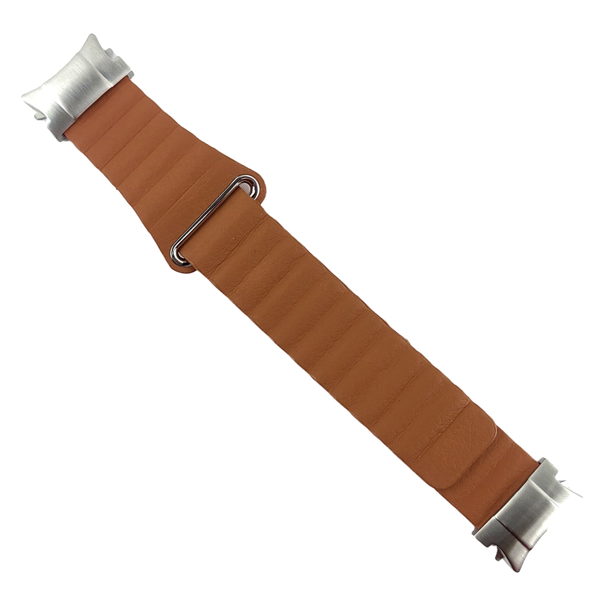 Magnetic Watch Band for Samsung Galaxy Watch6 40mm 44mm / Watch6 Classic 43mm 47mm / Watch 5 40mm 44mm / Watch4 40mm 44mm Genuine Leather Strap with Connector - Brown