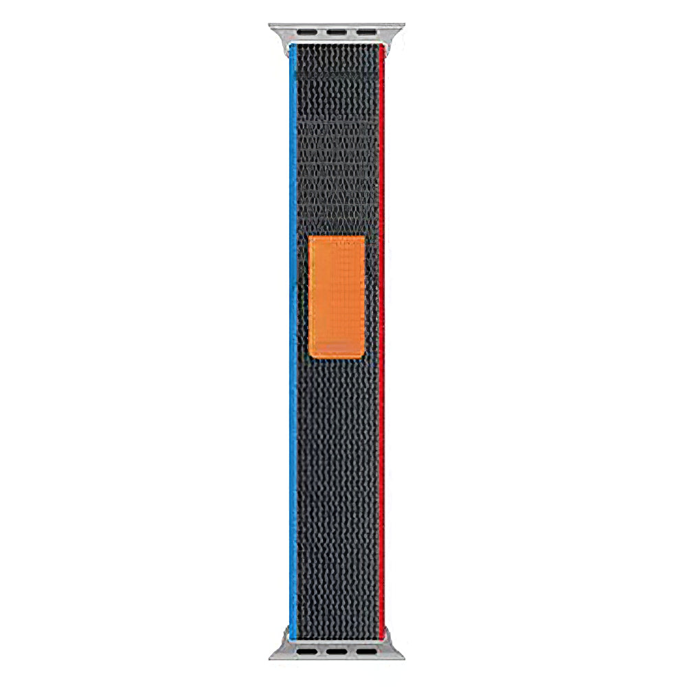 Uniqkart for Apple Watch Ultra 49mm  /  8 7 45mm  /  6 5 4 SE (2022) SE 44mm  /  3 2 1 42mm Canvas Watch Strap Breathable Watchband - Black / Blue / Red