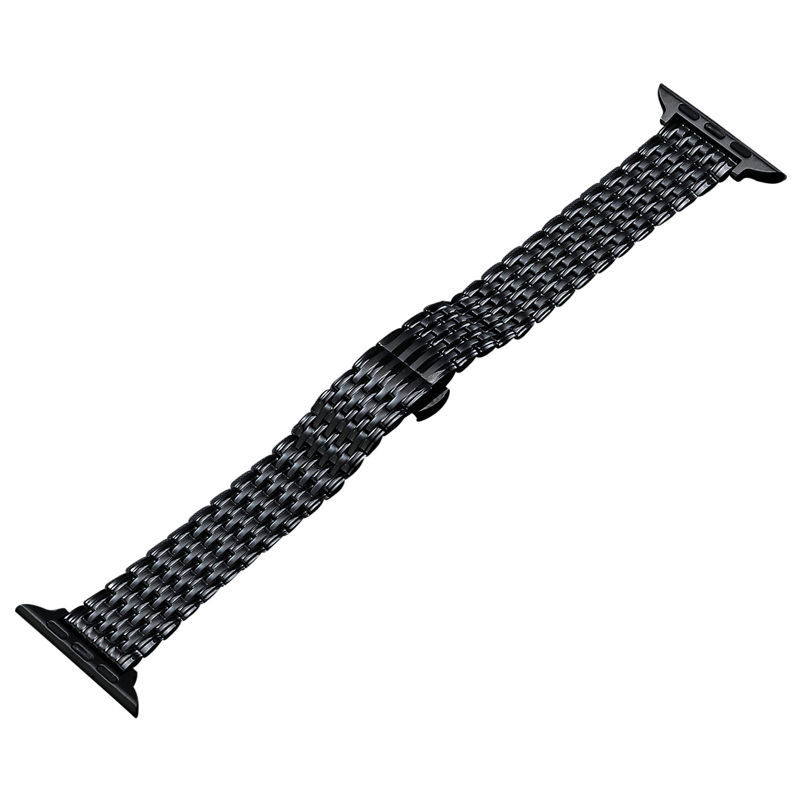 Uniqkart for Apple Watch Ultra 49mm  /  Series 8 7 45mm  /  6 5 4 SE (2022) SE 44mm  /  3 2 1 42mm Stylish Wrist Strap Stainless Steel Watch Band - Black