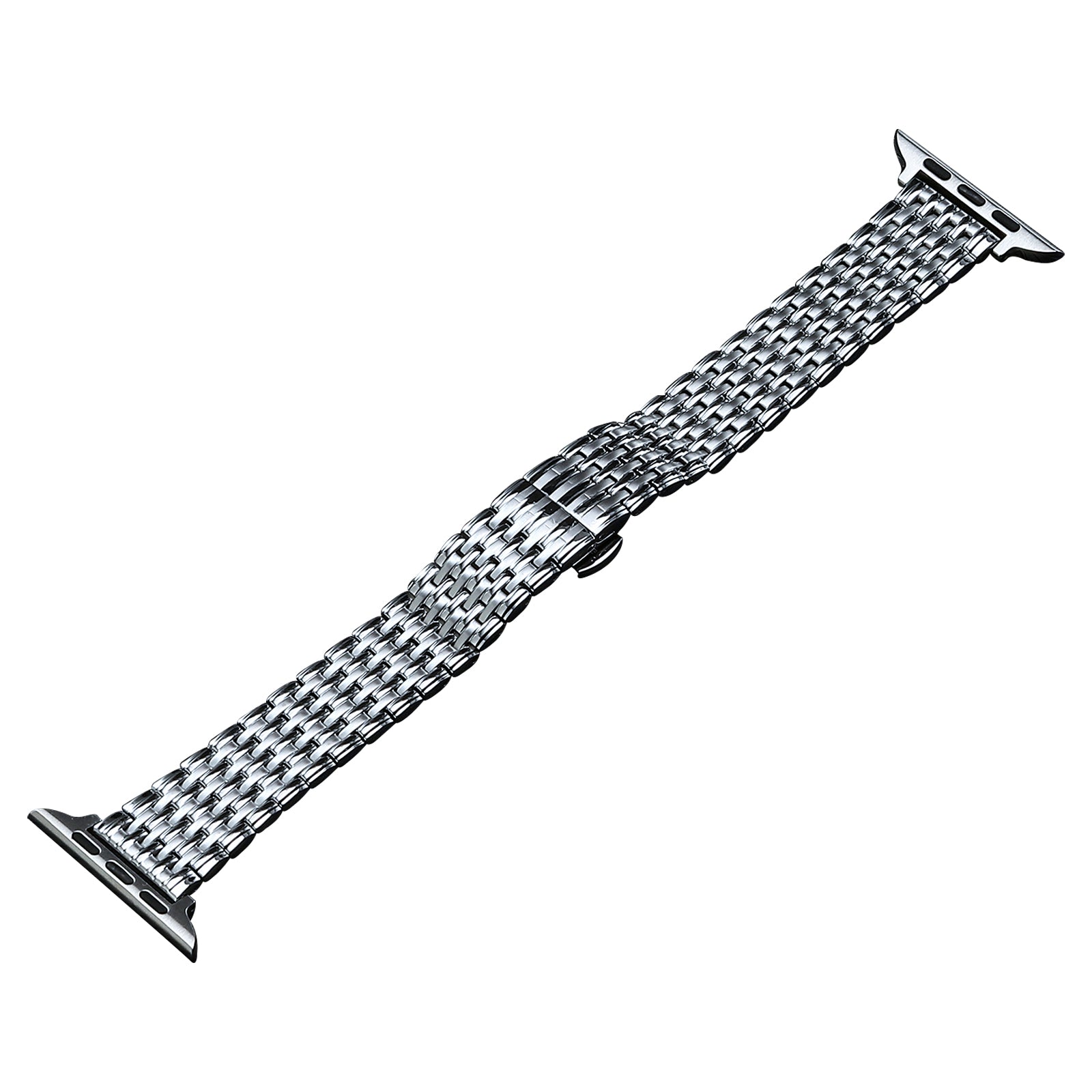 Uniqkart for Apple Watch Ultra 49mm  /  Series 8 7 45mm  /  6 5 4 SE (2022) SE 44mm  /  3 2 1 42mm Stylish Wrist Strap Stainless Steel Watch Band - Silver