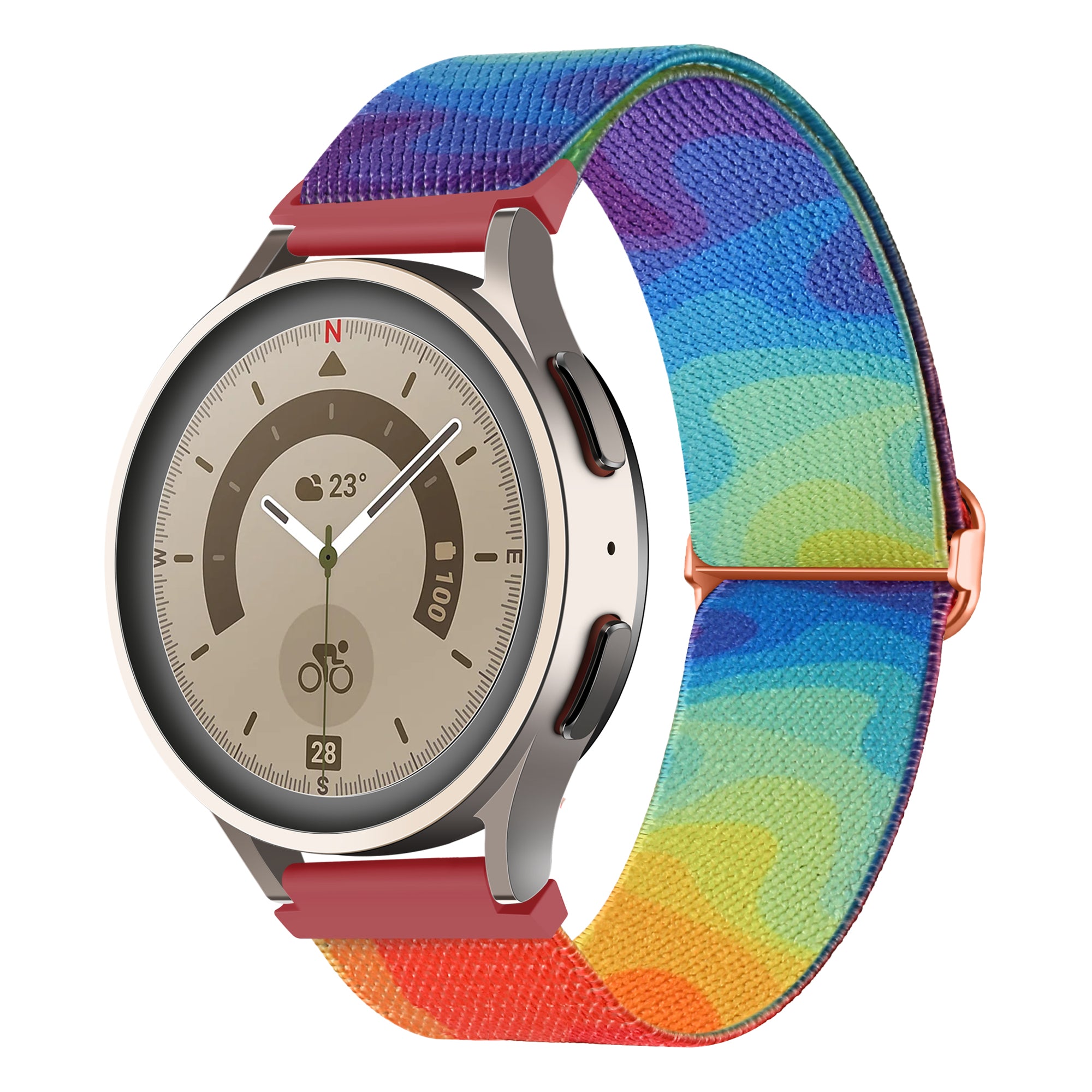 Nylon Watch Band for Coros Pace 2 / Apex 42mm , 20mm Pattern Adjustable Braided Loop Strap - Colorful Fluid