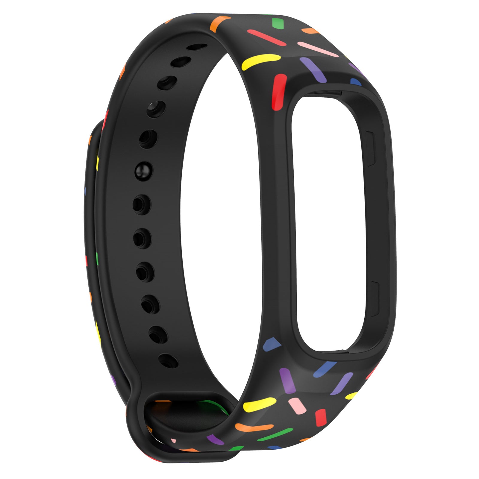 Uniqkart for Oppo Band Integrated Silicone Strap Watch Case Colorful Spotted Wrist Band - Black