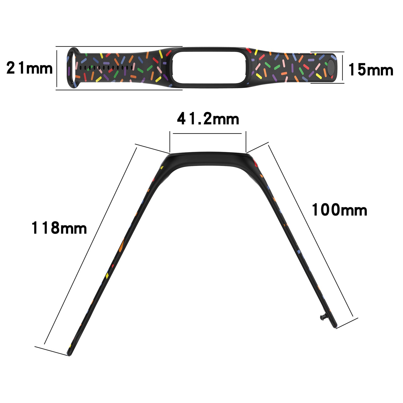 Uniqkart for Oppo Band Integrated Silicone Strap Watch Case Colorful Spotted Wrist Band - Black