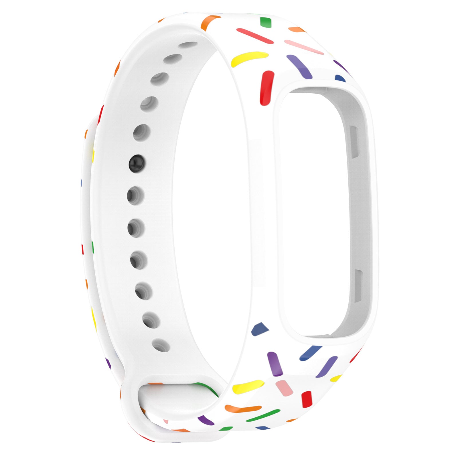 Uniqkart for Oppo Band Integrated Silicone Strap Watch Case Colorful Spotted Wrist Band - White