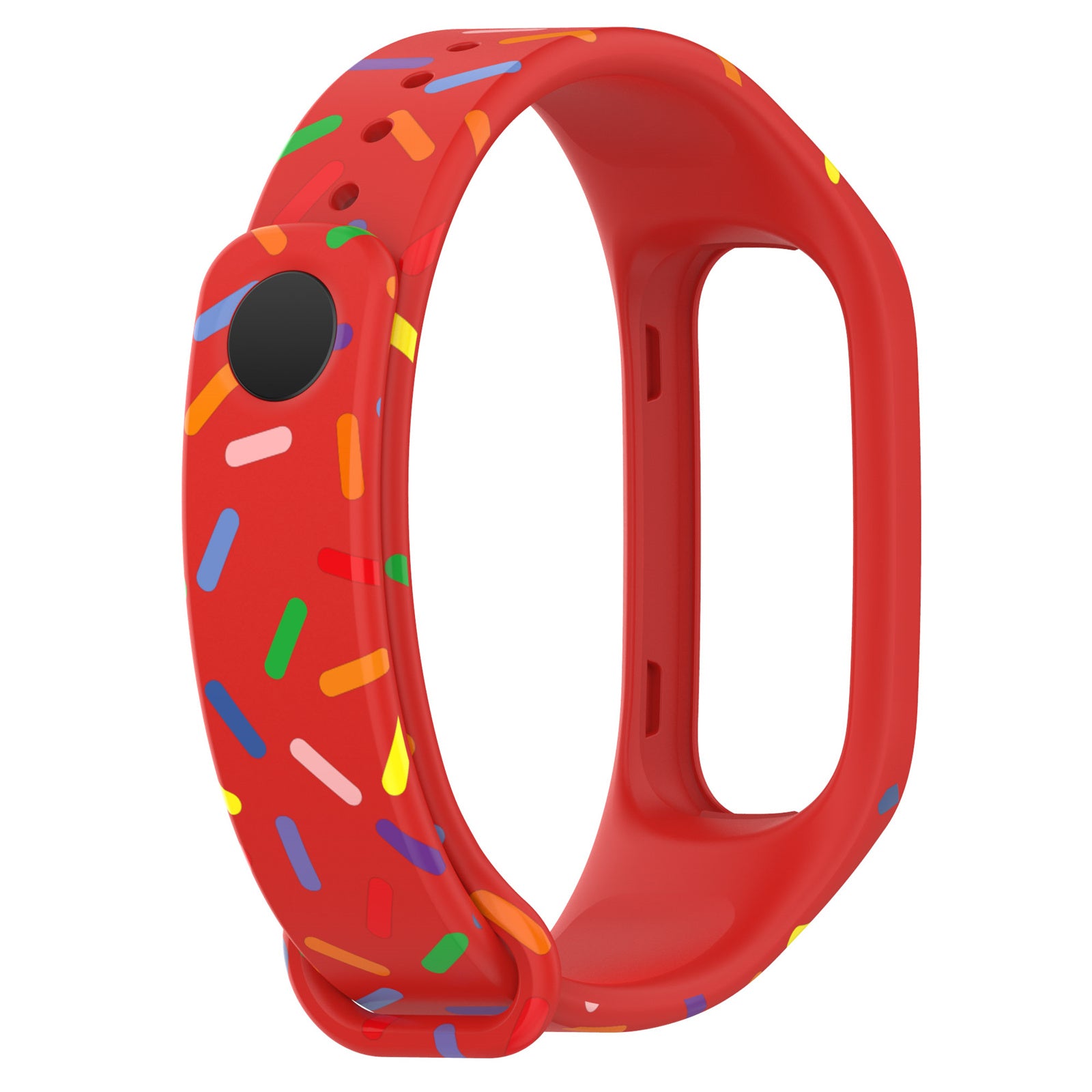 Uniqkart for Oppo Band Integrated Silicone Strap Watch Case Colorful Spotted Wrist Band - Red