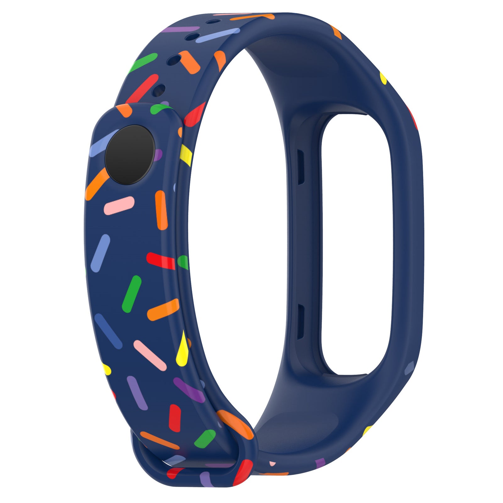 Uniqkart for Oppo Band Integrated Silicone Strap Watch Case Colorful Spotted Wrist Band - Midnight Blue