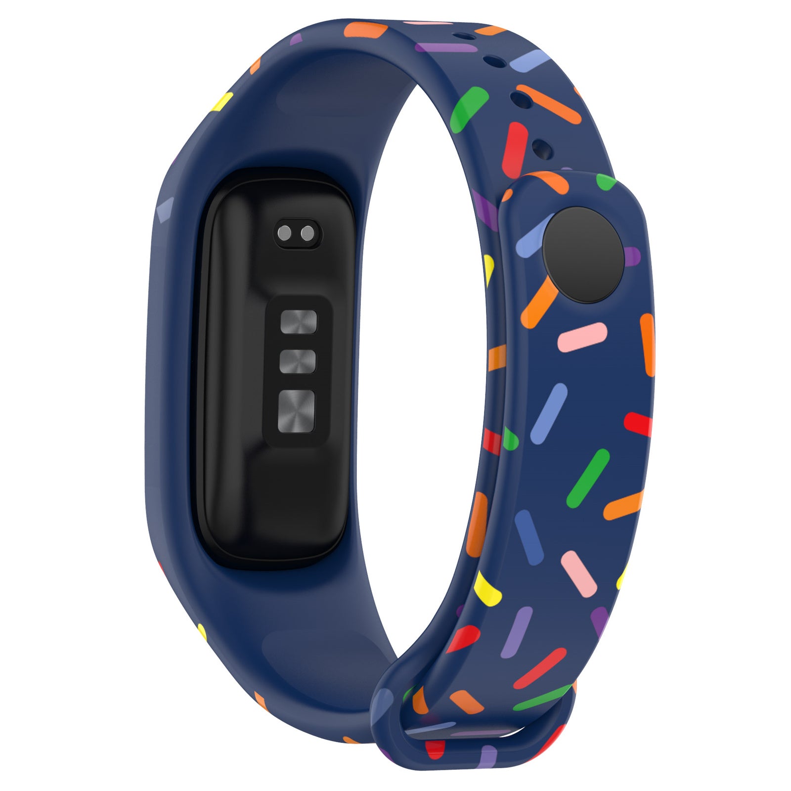 Uniqkart for Oppo Band Integrated Silicone Strap Watch Case Colorful Spotted Wrist Band - Midnight Blue
