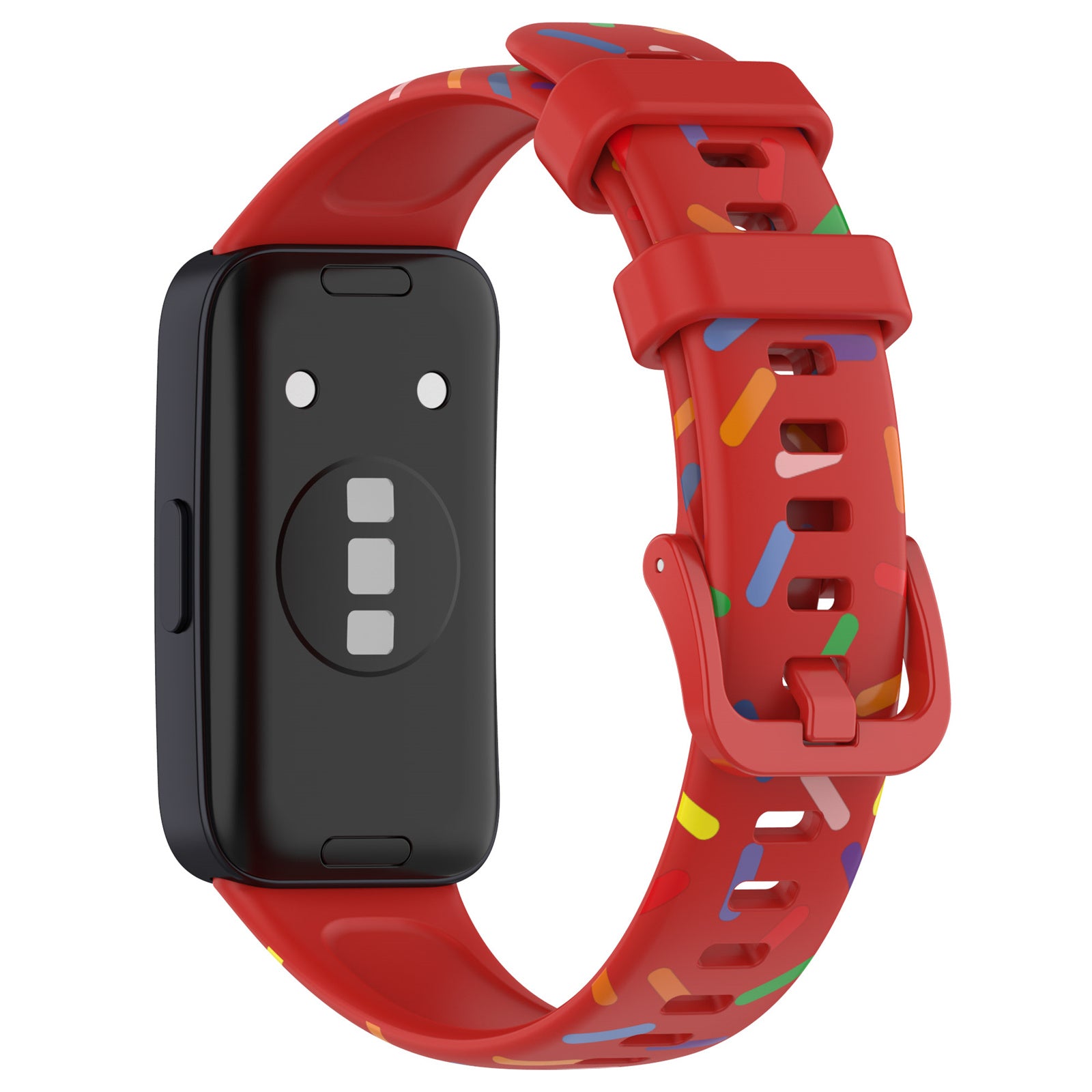 Uniqkart for Huawei Band 8 Colorful Spotted Silicone Strap Replacement Watch Band - Red