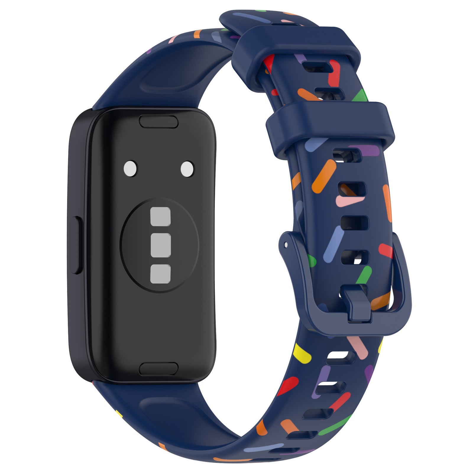 Uniqkart for Huawei Band 8 Colorful Spotted Silicone Strap Replacement Watch Band - Midnight Blue