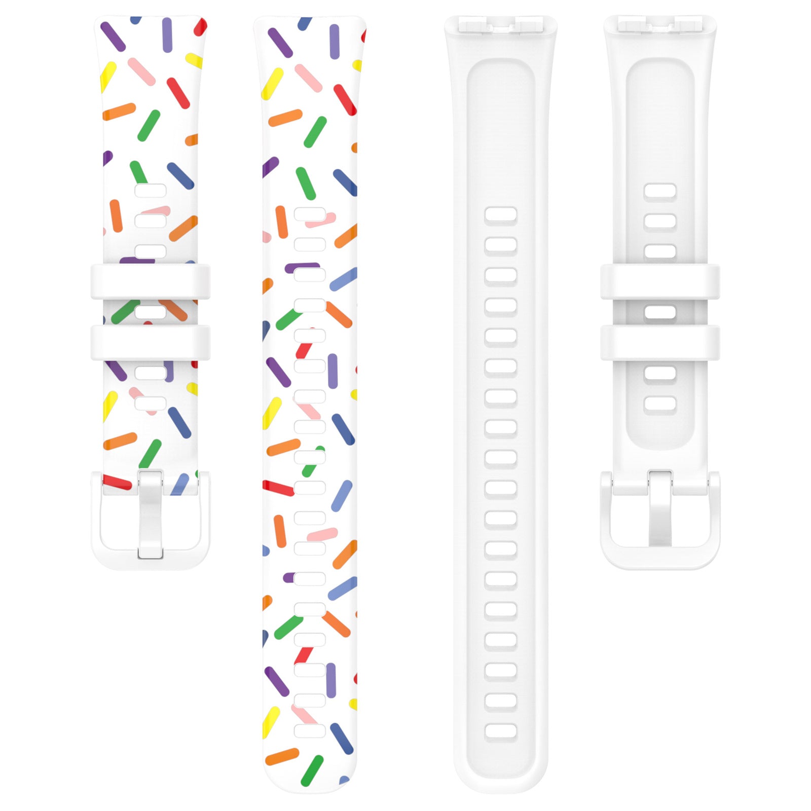 Uniqkart for Huawei Band 8 Colorful Spotted Silicone Strap Replacement Watch Band - White