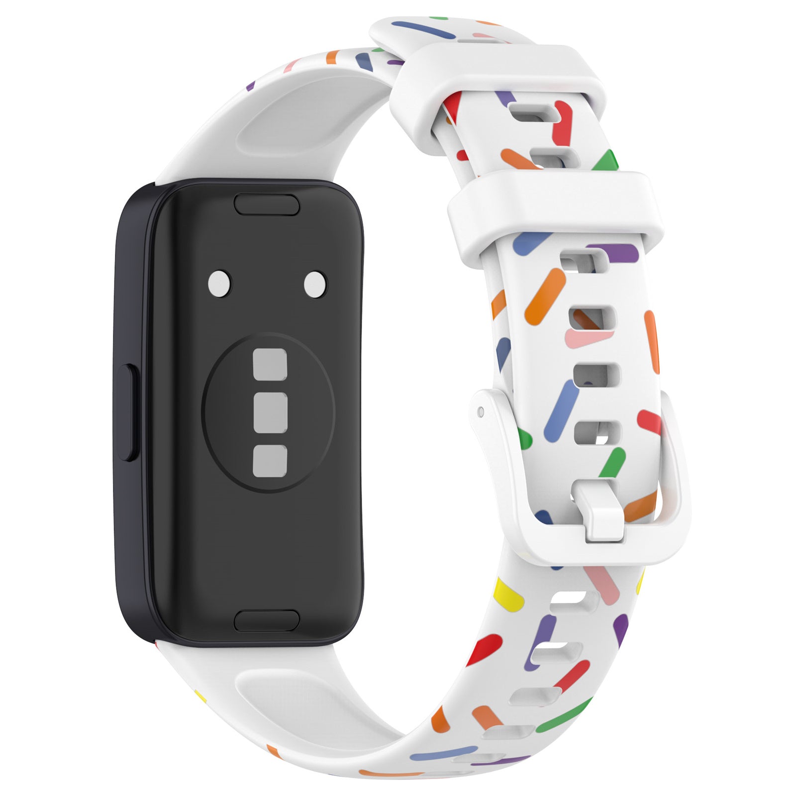 Uniqkart for Huawei Band 8 Colorful Spotted Silicone Strap Replacement Watch Band - White