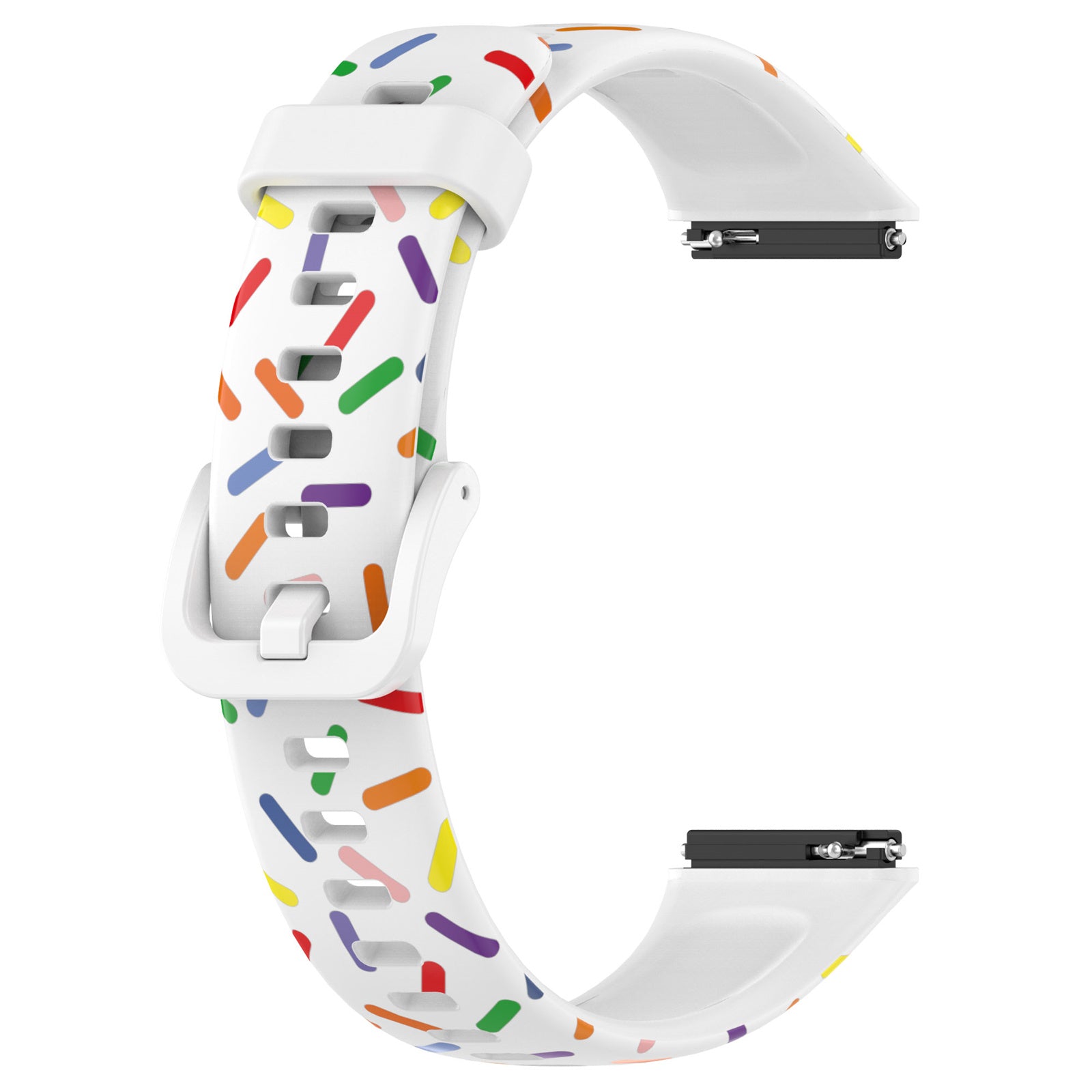 Uniqkart for Huawei Band 7 Colorful Spotted Wrist Band Replacement Silicone Watch Strap - White