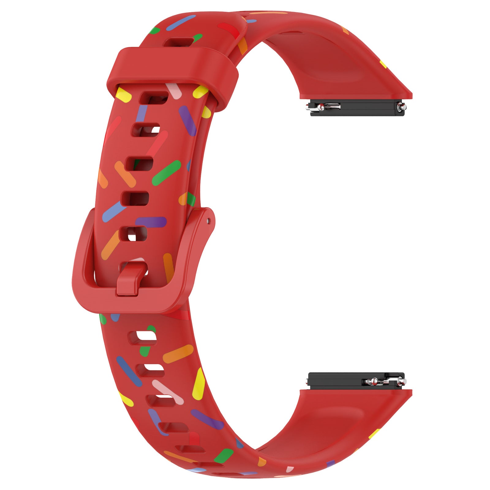 Uniqkart for Huawei Band 7 Colorful Spotted Wrist Band Replacement Silicone Watch Strap - Red