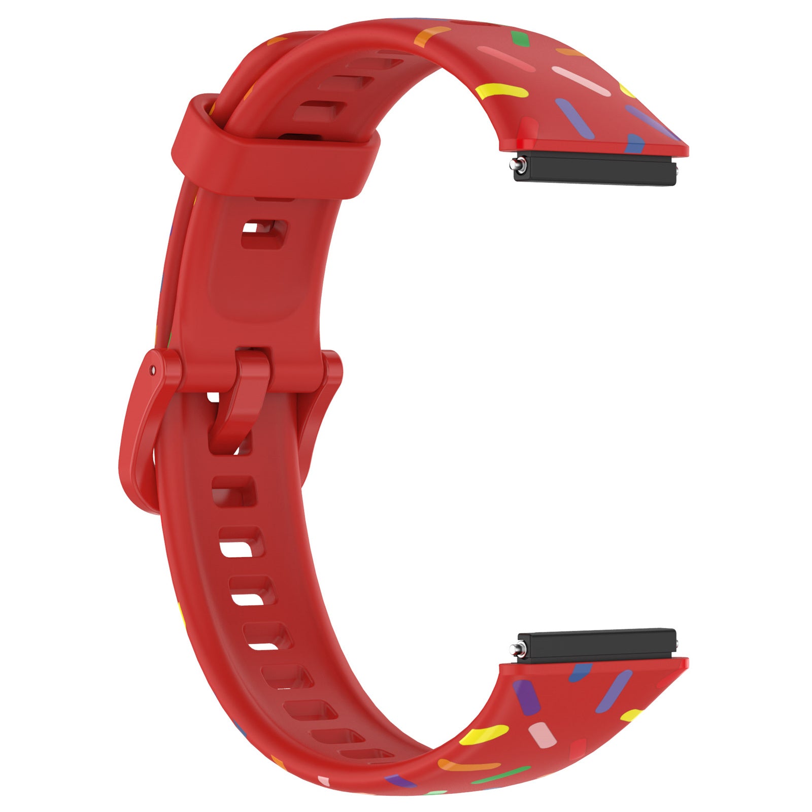 Uniqkart for Huawei Band 7 Colorful Spotted Wrist Band Replacement Silicone Watch Strap - Red