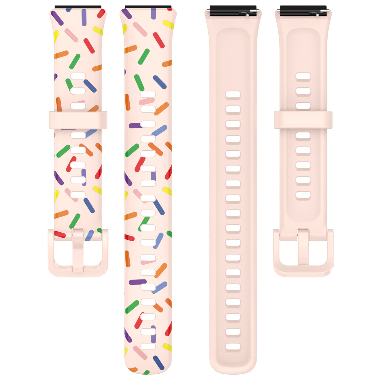 Uniqkart for Huawei Band 7 Colorful Spotted Wrist Band Replacement Silicone Watch Strap - Light Pink