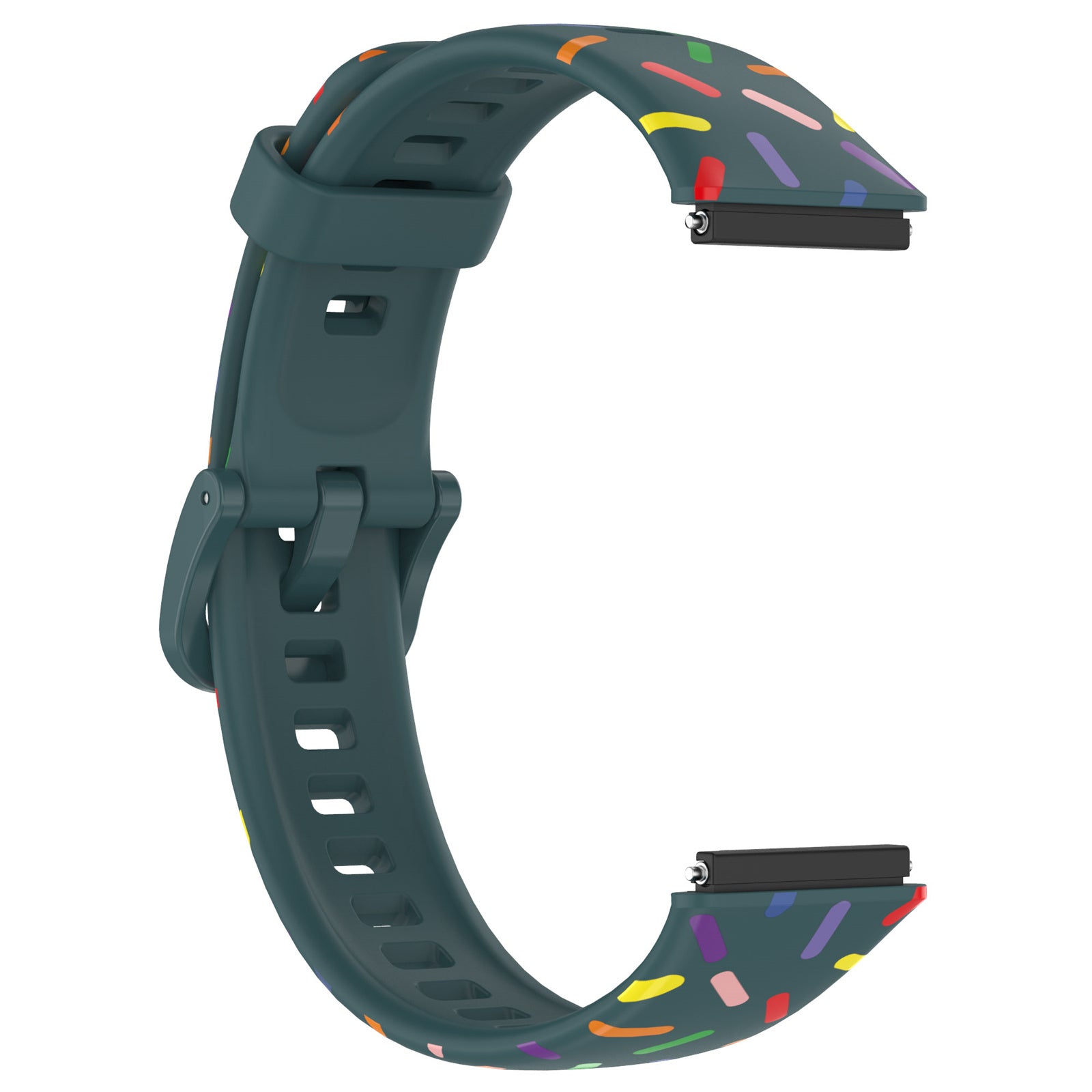 Uniqkart for Huawei Band 7 Colorful Spotted Wrist Band Replacement Silicone Watch Strap - Green