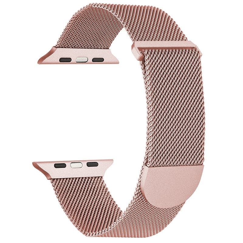 Uniqkart for Apple Watch Ultra 49mm / Series 8 7 45mm / 6 5 4 SE (2022) SE 44mm / 3 2 1 42mm Metal Watch Strap Milanese Magnetic Watchband - Pink