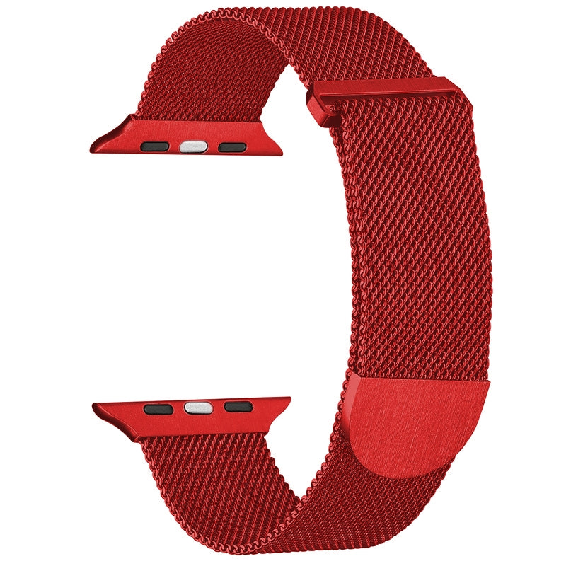 Uniqkart for Apple Watch Ultra 49mm / Series 8 7 45mm / 6 5 4 SE (2022) SE 44mm / 3 2 1 42mm Metal Watch Strap Milanese Magnetic Watchband - Red