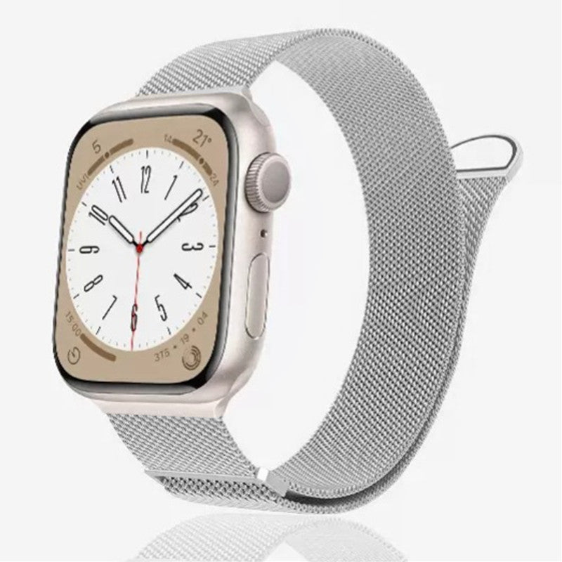 Uniqkart for Apple Watch Ultra 49mm / Series 8 7 45mm / 6 5 4 SE (2022) SE 44mm / 3 2 1 42mm Metal Watch Strap Milanese Magnetic Watchband - Rose Gold