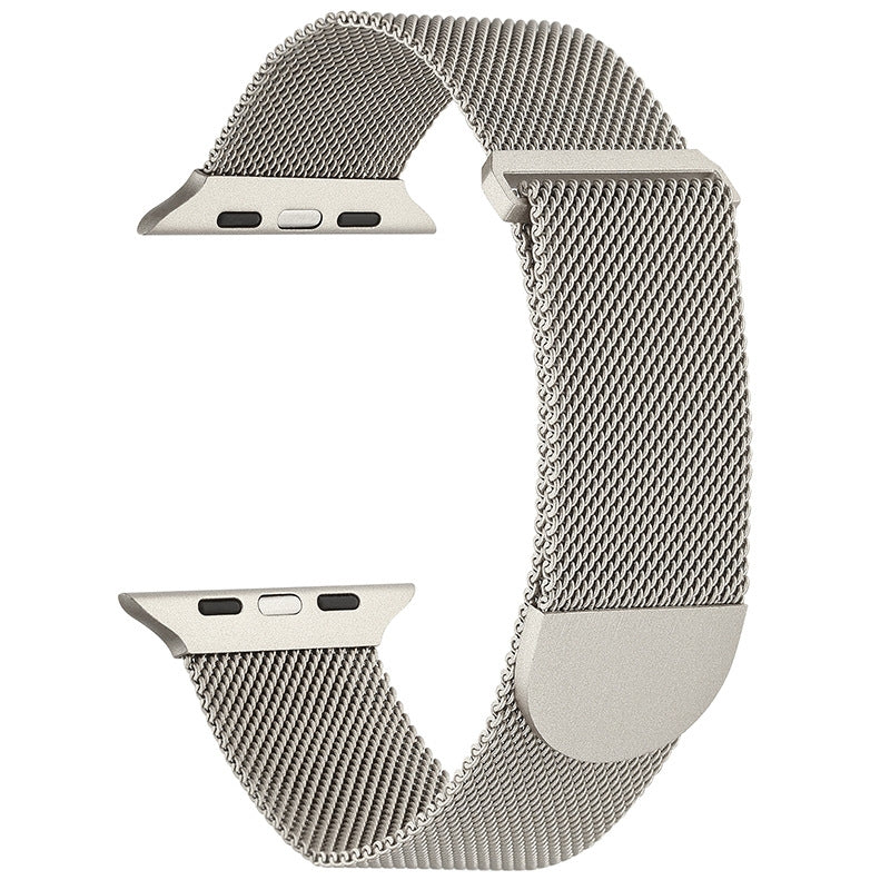 Uniqkart for Apple Watch Ultra 49mm / Series 8 7 45mm / 6 5 4 SE (2022) SE 44mm / 3 2 1 42mm Metal Watch Strap Milanese Magnetic Watchband - Starlight