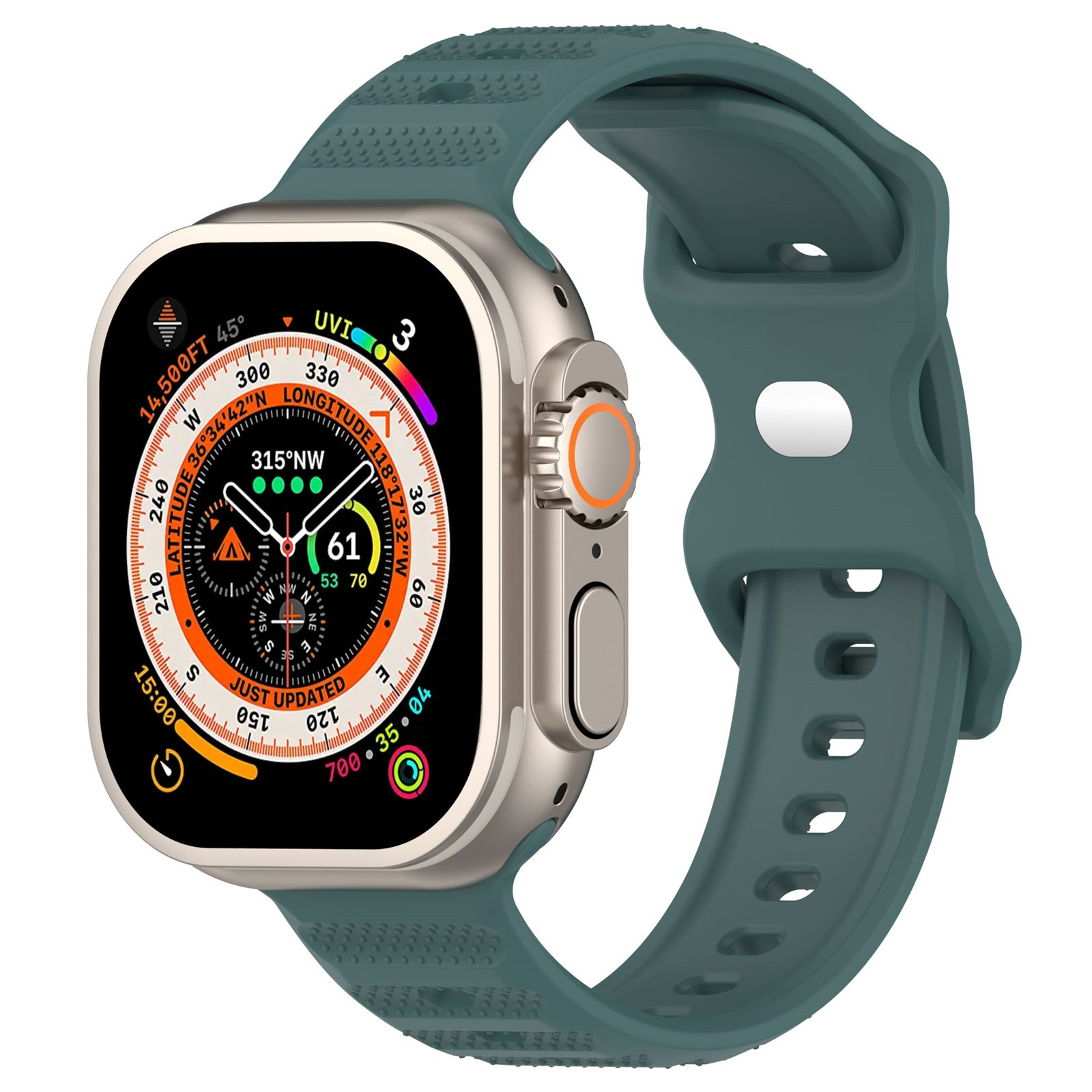 Uniqkart for Apple Watch Ultra 49mm / Series 8 7 45mm / 6 5 4 SE (2022) SE 44mm / 3 2 1 42mm Dot Surface Watch Strap Silicone Watchband - Green