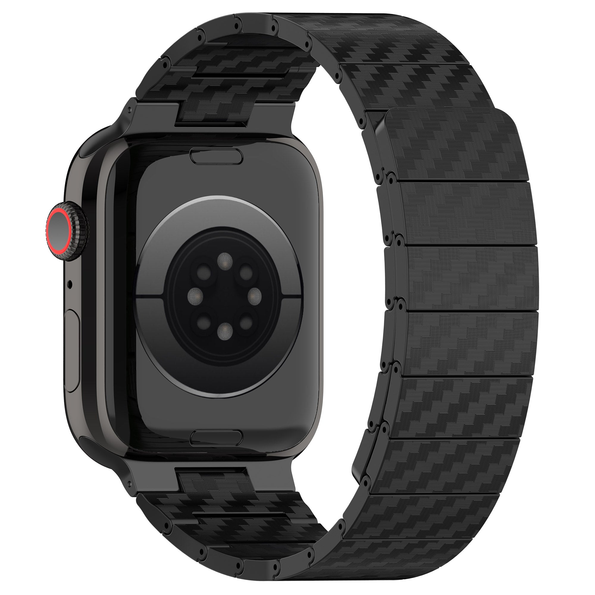 Watch Band for Apple Watch Series 8 7 41mm / Series 6 5 4 SE (2022) SE 40mm / Series 3 2 1 38mm , AW Carbon Fiber Texture Hard PC Magnetic Strap - Black