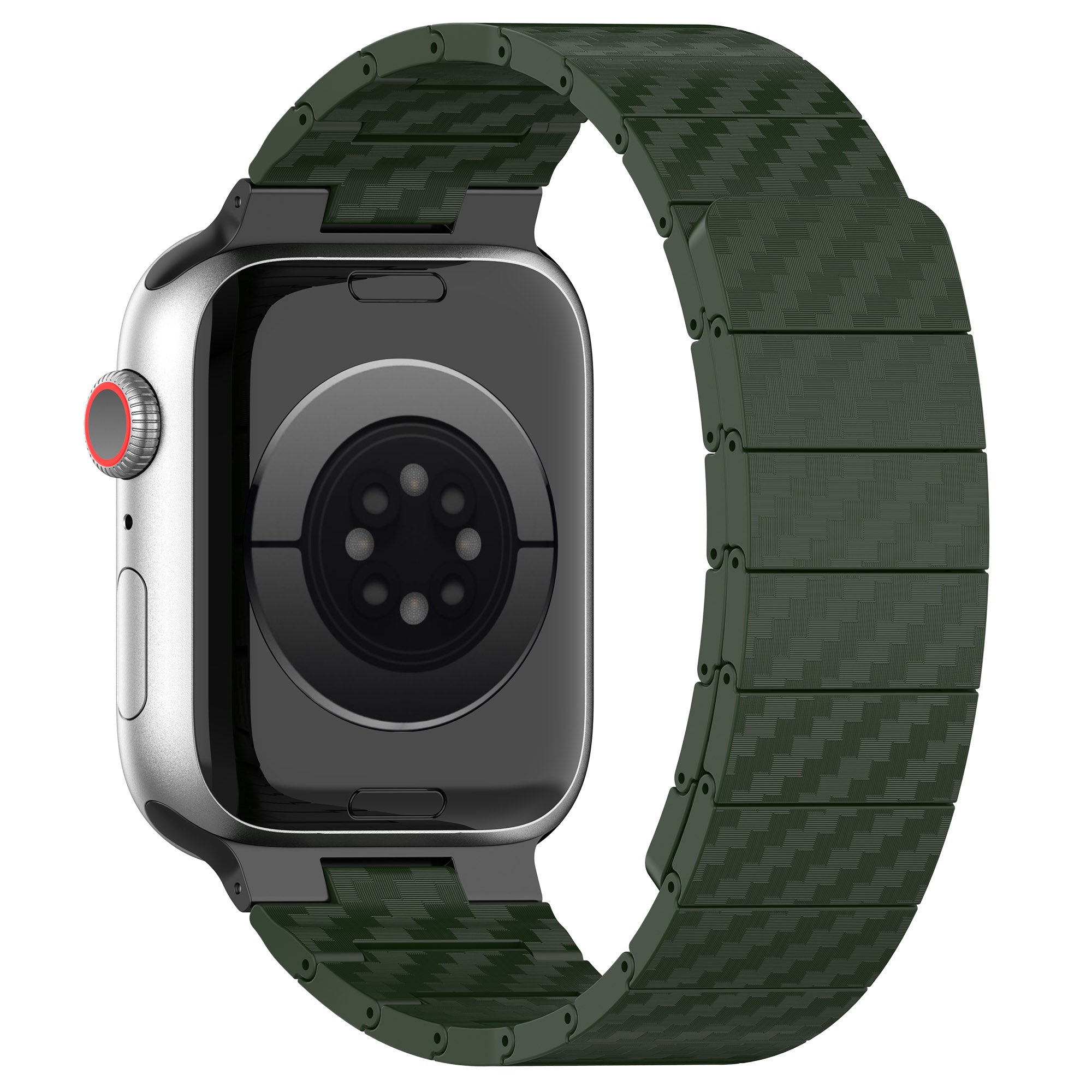 Watch Band for Apple Watch Series 8 7 41mm / Series 6 5 4 SE (2022) SE 40mm / Series 3 2 1 38mm , AW Carbon Fiber Texture Hard PC Magnetic Strap - Green