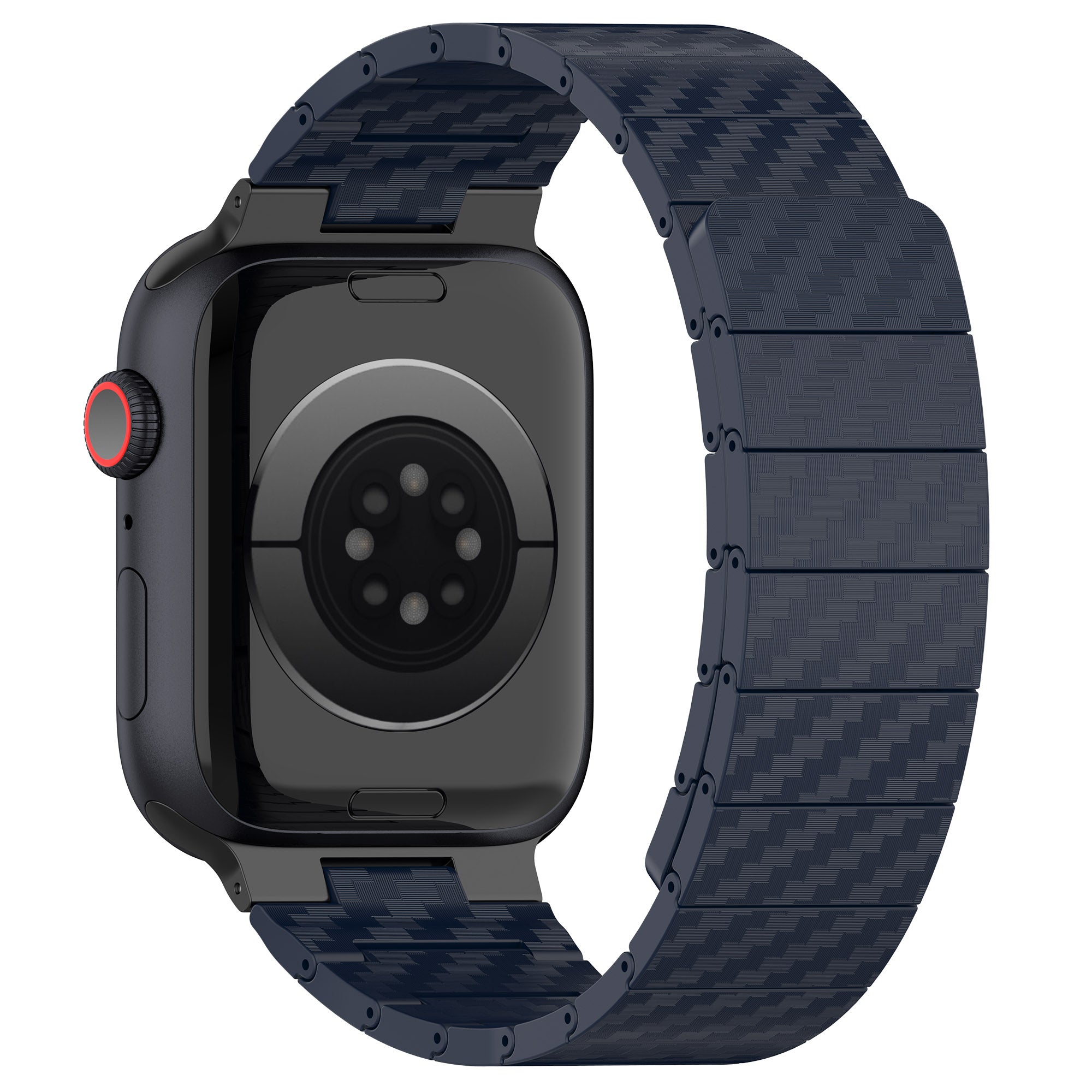 Watch Band for Apple Watch Series 8 7 41mm / Series 6 5 4 SE (2022) SE 40mm / Series 3 2 1 38mm , AW Carbon Fiber Texture Hard PC Magnetic Strap - Midnight Blue