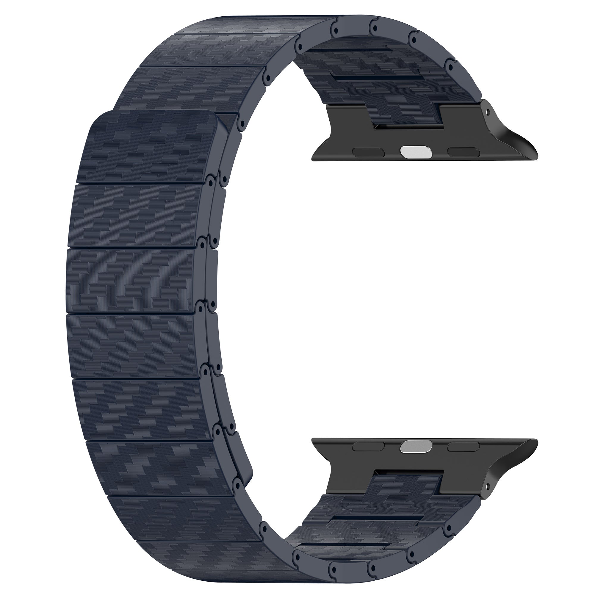 Watch Band for Apple Watch Series 8 7 41mm / Series 6 5 4 SE (2022) SE 40mm / Series 3 2 1 38mm , AW Carbon Fiber Texture Hard PC Magnetic Strap - Midnight Blue