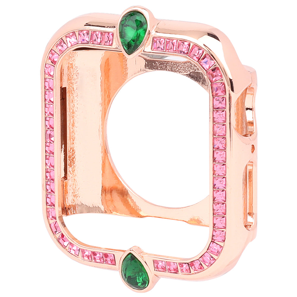Water-drop Shape Rhinestone Decor Scratch-resistant Alloy Watch Case Protective Cover for Apple Watch SE / SE (2022) 40mm / Series 6 / 5 / 4 40mm - Rose Gold / Pink Zircon