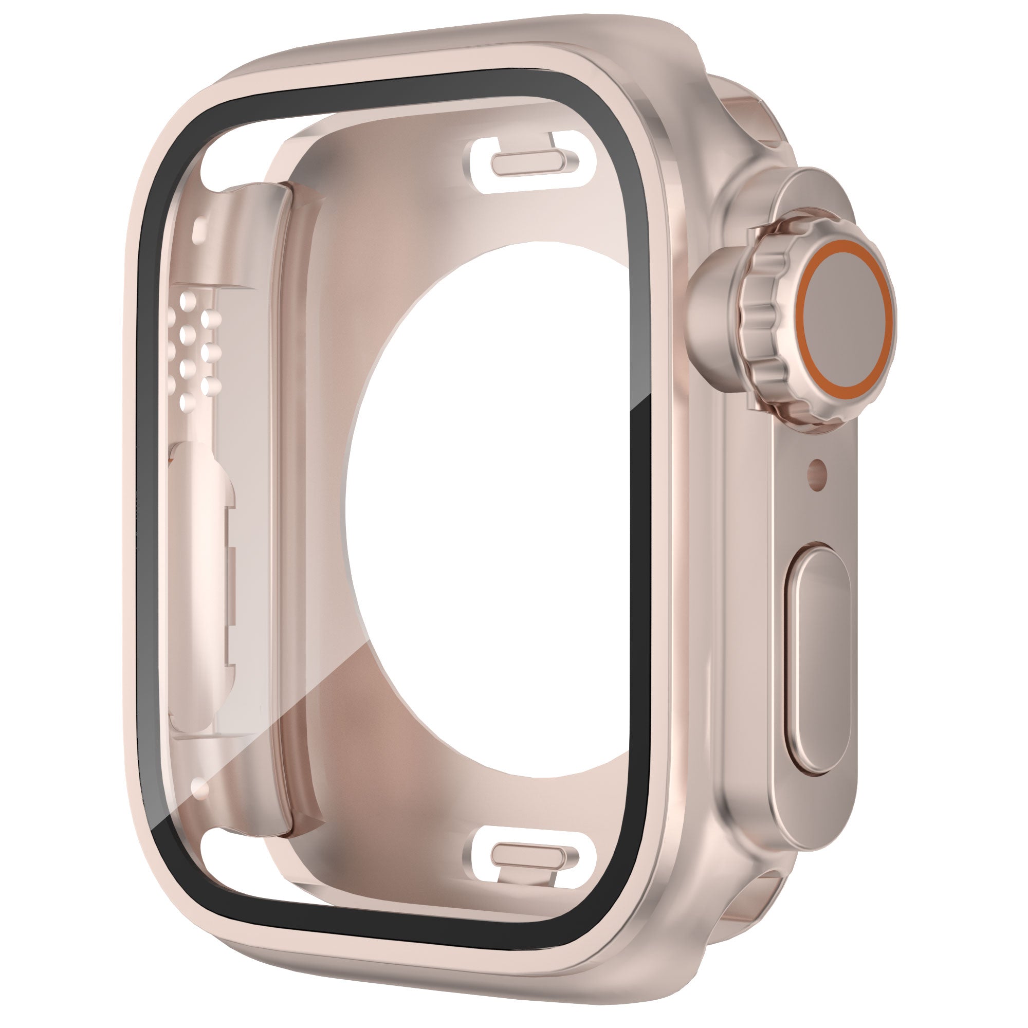 Hard PC Case for Apple Watch Series 6 5 4 SE (2022) SE 40mm , Waterproof Cover with Tempered Glass Screen Protector - Rose Gold
